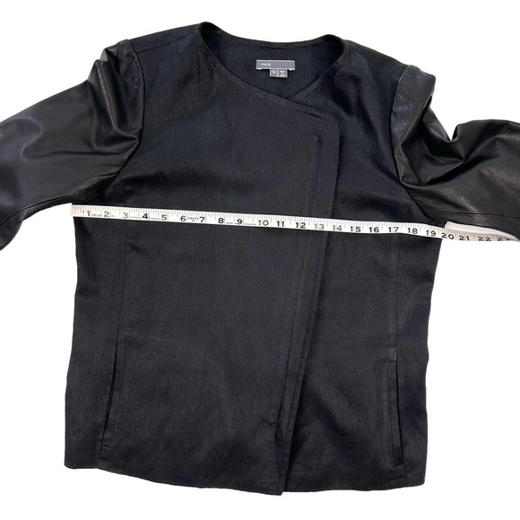 Vince genuine lamb leather sleeve jacket black coat asymmetric zip moto 12 - Picture 15 of 16